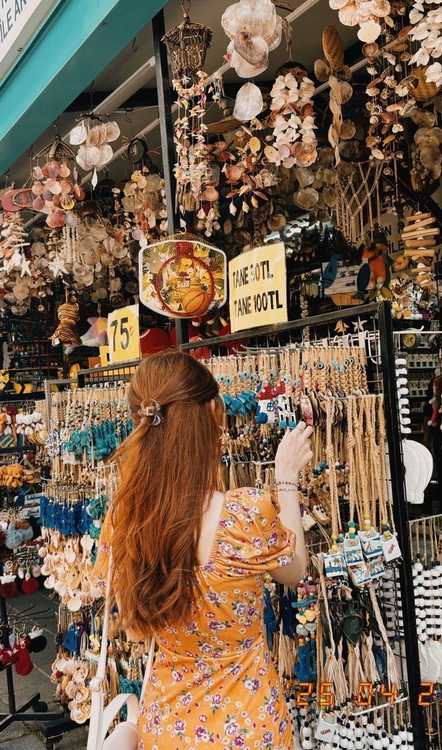 Turuncu Çiçekli Bohem Midi Elbise - Görsel 4