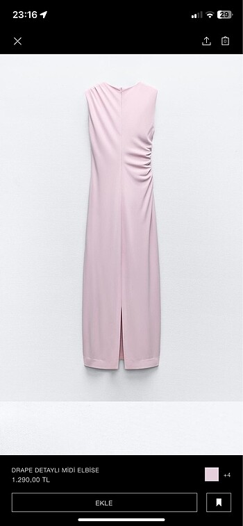 Zara zara pembe drapeli elbise