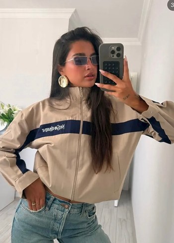 Yves Saint Laurent Bej Lacivert Spor Fermuarli Ceket