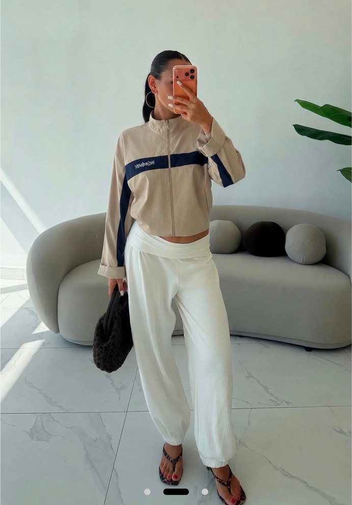 Bej Lacivert Spor Fermuarlı Ceket — görsel 5/9