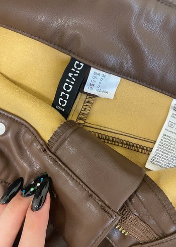 Düğmeli Kahverengi Deri Mini Etek - Görsel 2