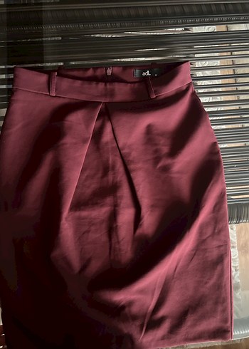 Bordo Drapeli Midi Kalem Etek - Görsel 2