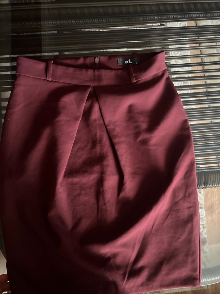 Bordo Drapeli Midi Kalem Etek - Görsel 2