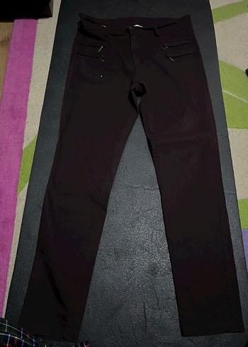 Kahverengi Fermuarlı Kadın Kumaş Pantolon - Görsel 2