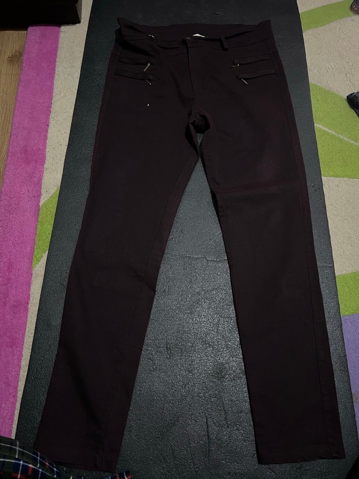 Kahverengi Fermuarlı Kadın Kumaş Pantolon - Görsel 2