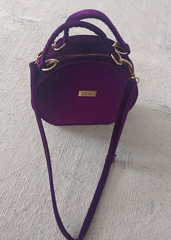 Mor kadife Kadın Omuz Çantası - Görsel 5