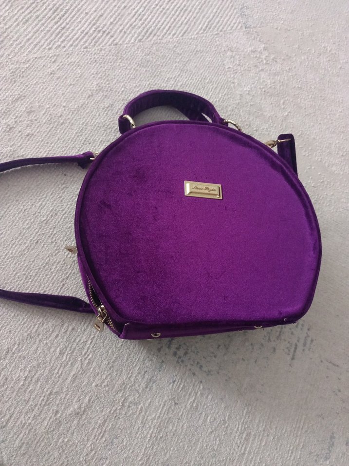 Mor kadife Kadın Omuz Çantası - Görsel 2