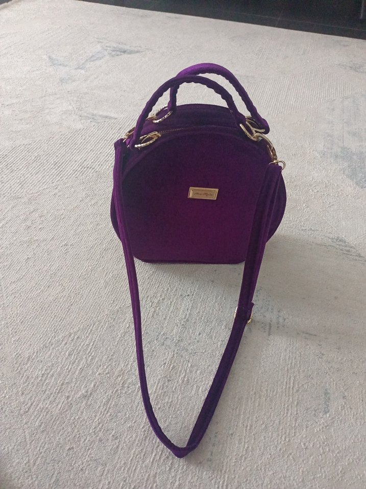 Mor kadife Kadın Omuz Çantası - Görsel 4