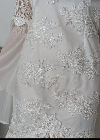 Uzun Kollu Beyaz Dantel Mini Bohem Elbise - Görsel 3