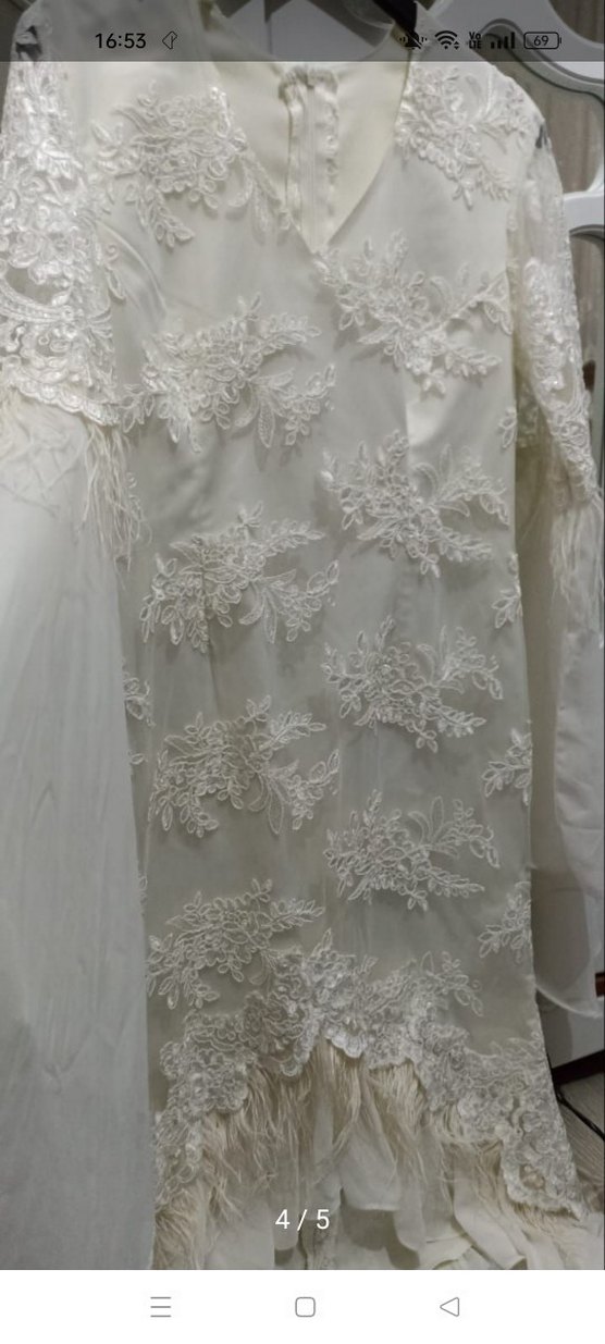 Uzun Kollu Beyaz Dantel Mini Bohem Elbise - Görsel 4