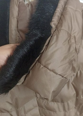 Kürklü Bej Midi Kadın Kışlık Mont - Görsel 3