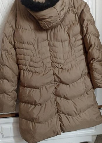 Kürklü Bej Midi Kadın Kışlık Mont - Görsel 2