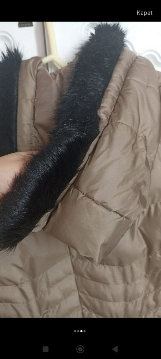Kürklü Bej Midi Kadın Kışlık Mont - Görsel 3
