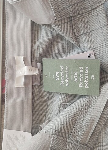 46 Beden gri Renk H&M gri kareli kumaş pantolon