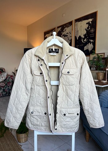 Barbour Bej Kadın Düğmeli Midi Ceket