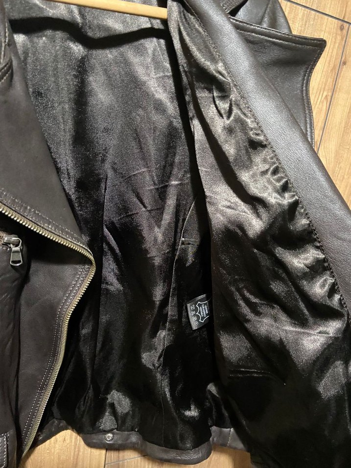 Kahverengi Deri Biker Ceket Kadın - Görsel 4