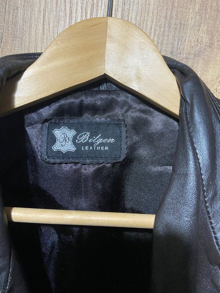 Kahverengi Deri Biker Ceket Kadın - Görsel 3