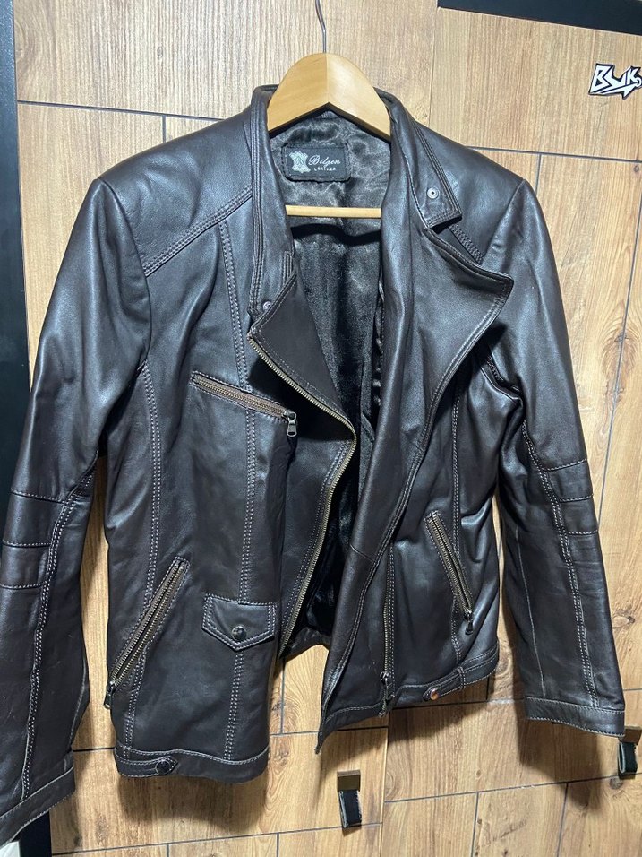 Kahverengi Deri Biker Ceket Kadın - Görsel 2