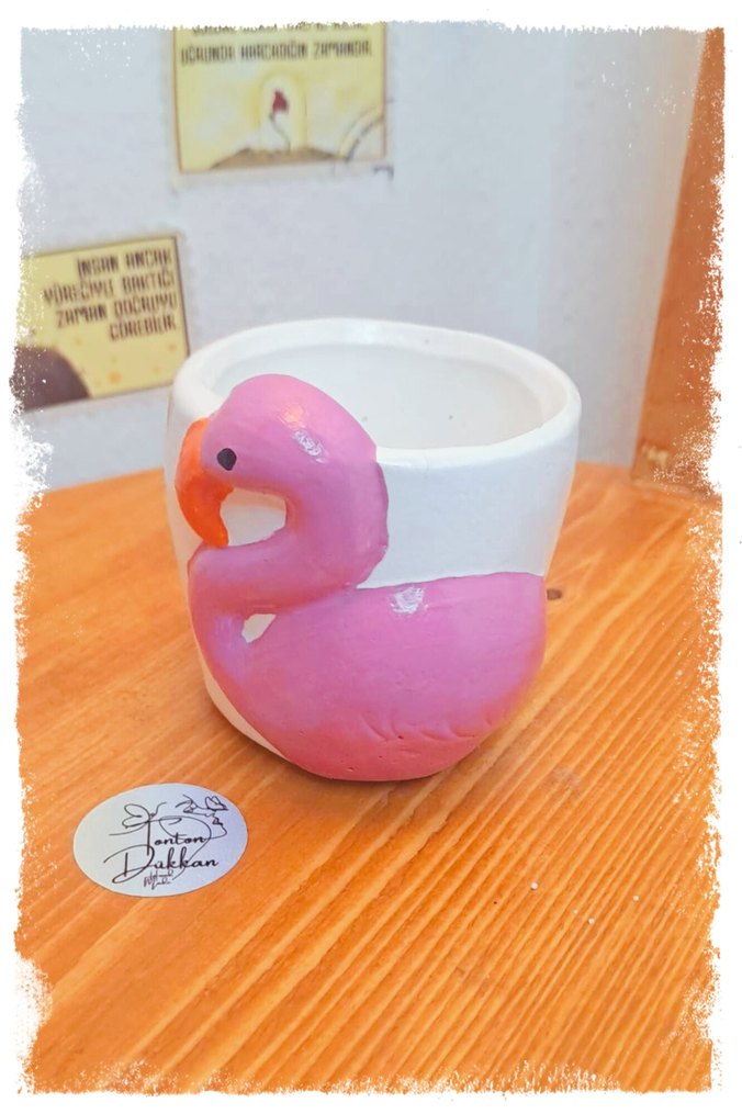 Pembe Flamingo saksı ve mumluk - Görsel 2