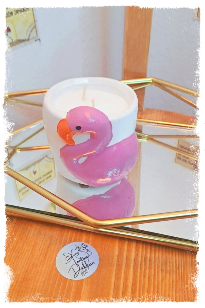 Pembe Flamingo saksı ve mumluk - Görsel 3