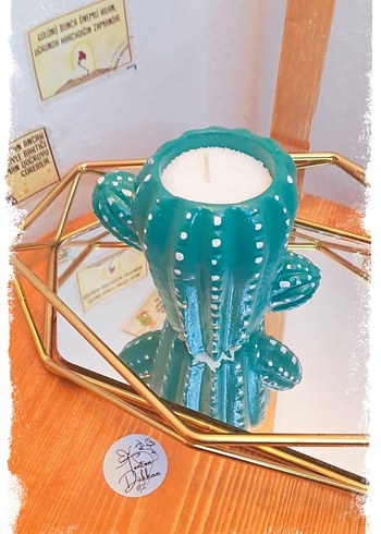 Renkli Kaktüs Mumluk ve Saksı - Görsel 3