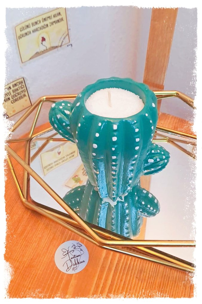 Renkli Kaktüs Mumluk ve Saksı - Görsel 3