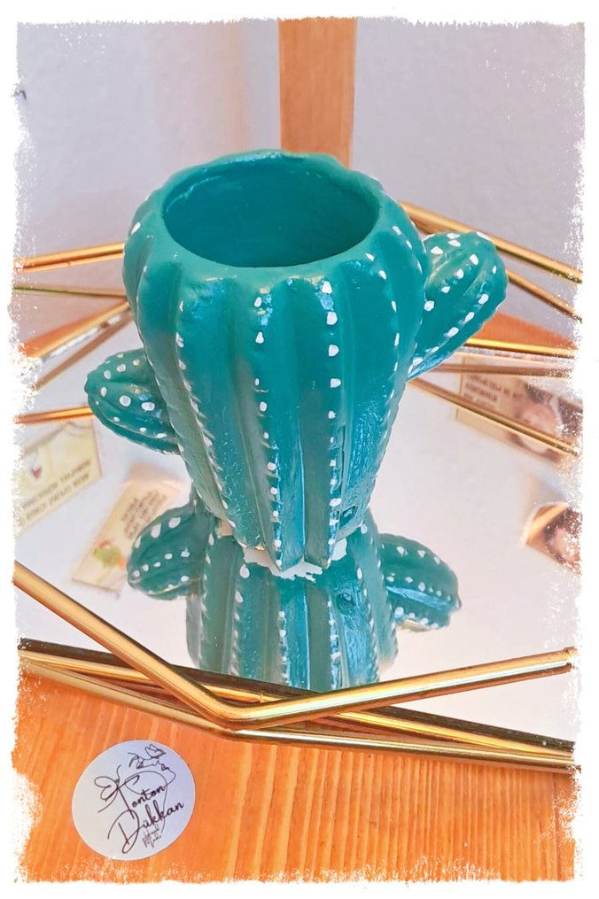 Renkli Kaktüs Mumluk ve Saksı - Görsel 2