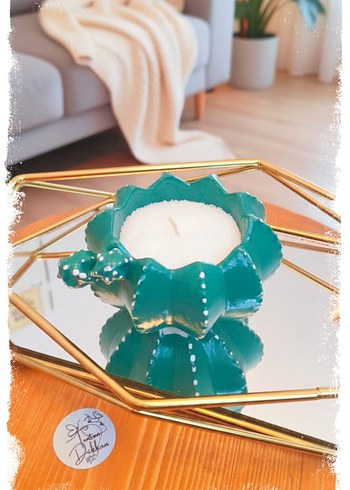 Kaktüs Şeklinde Dekoratif Saksı ve mumluk - Görsel 3