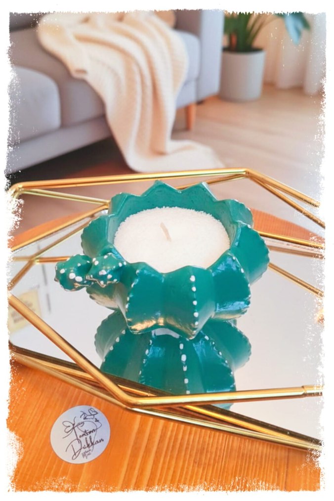 Kaktüs Şeklinde Dekoratif Saksı ve mumluk - Görsel 3