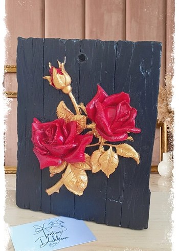 Vintage Altın Renkli Gül Pano - Görsel 5