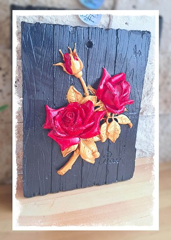 Vintage Altın Renkli Gül Pano - Görsel 2