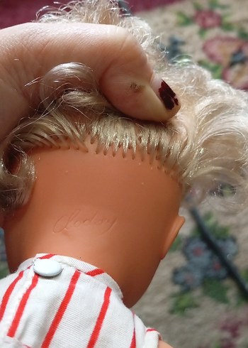 Beyaz çizgili vintage pastel bebek - Görsel 9