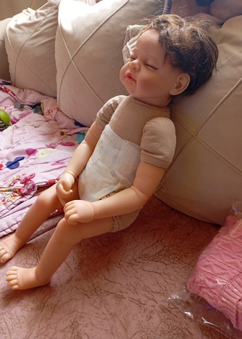 Pembe örgü şapkalı Reborn bebek oyuncak - Görsel 11