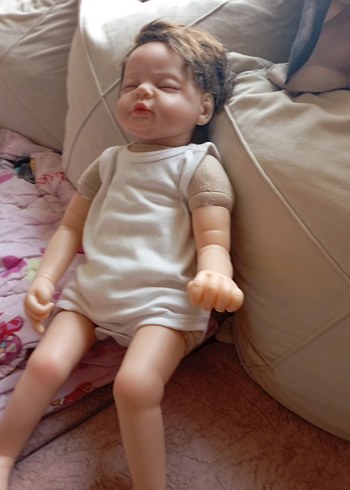 Pembe örgü şapkalı Reborn bebek oyuncak - Görsel 9