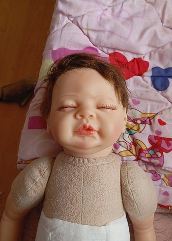 Pembe örgü şapkalı Reborn bebek oyuncak - Görsel 12