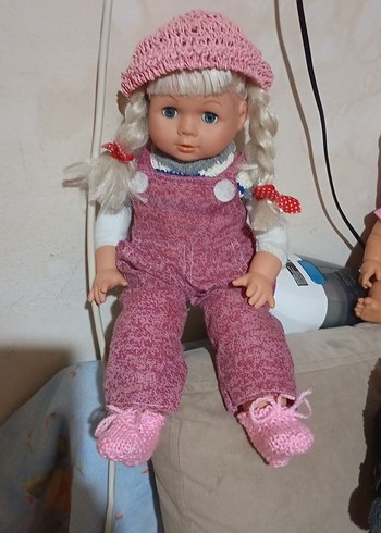 Pembe Tonlarında Örgü Şapkalı Bebek - Görsel 3