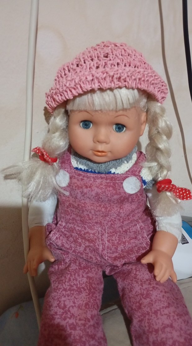 Pembe Tonlarında Örgü Şapkalı Bebek - Görsel 2