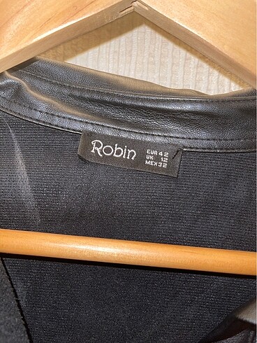 l Beden Robin kazayağı desenli deri ceket