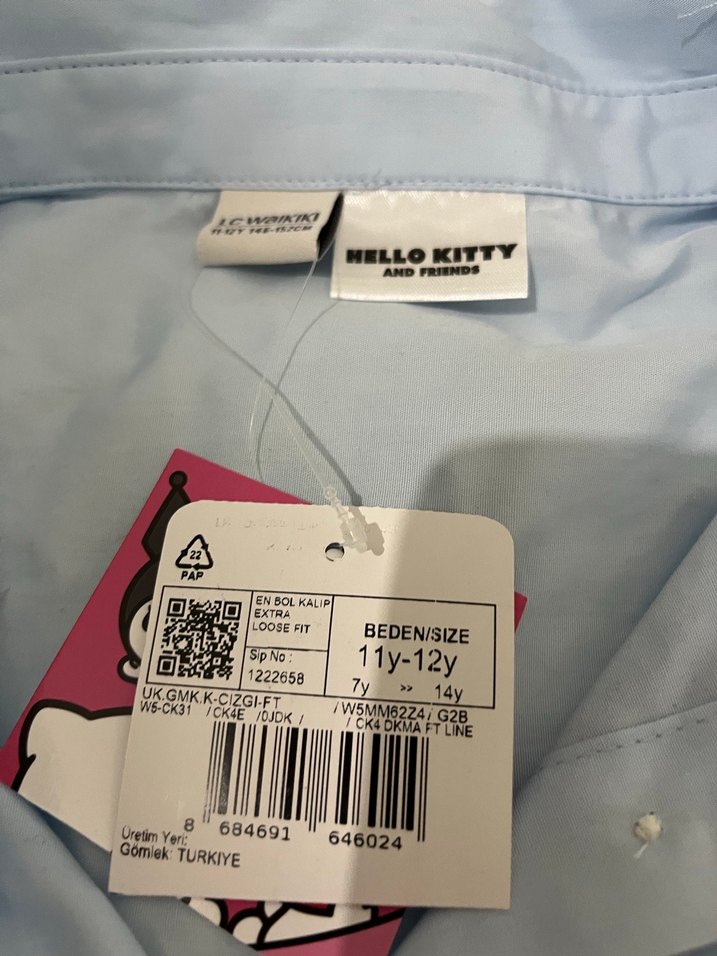 Mavi Pamuklu Baskılı Uzun Kollu Kız çocuk Gömlek - Görsel 2