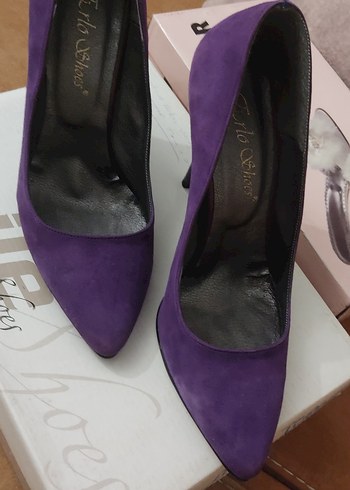 40 Beden Mor Süet Stiletto Topuklu Kadın Ayakkabı