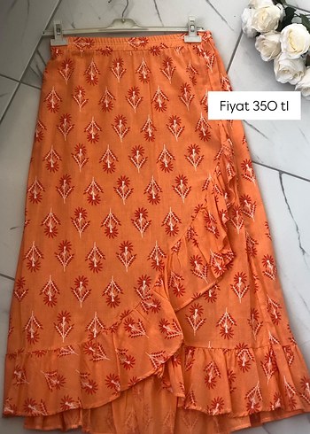 Nakışlı, Fırfırlı Uzun Bohem Etek - Görsel 3