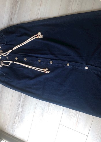 Kadın Lacivert Uzun Kot Etek - Görsel 3