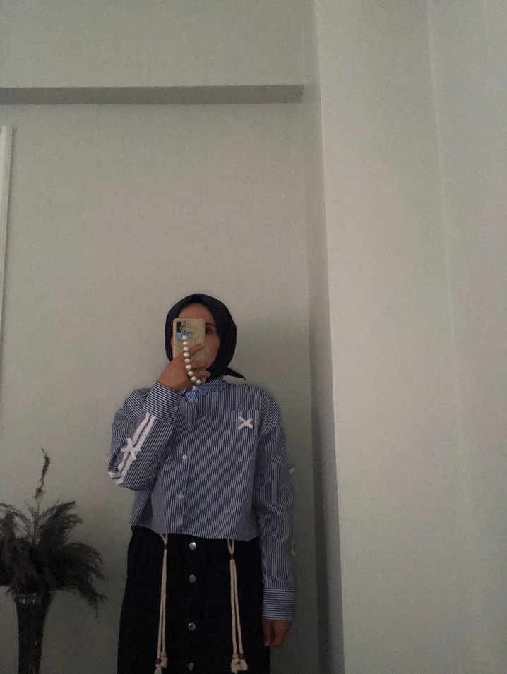 Kadın Lacivert Uzun Kot Etek - Görsel 5