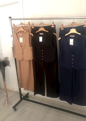 Düğmeli Kahverengi Uzun Kadın Takım Elbise - Görsel 4