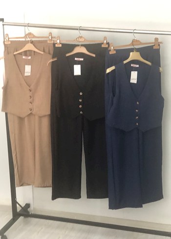 Düğmeli Kahverengi Uzun Kadın Takım Elbise - Görsel 2