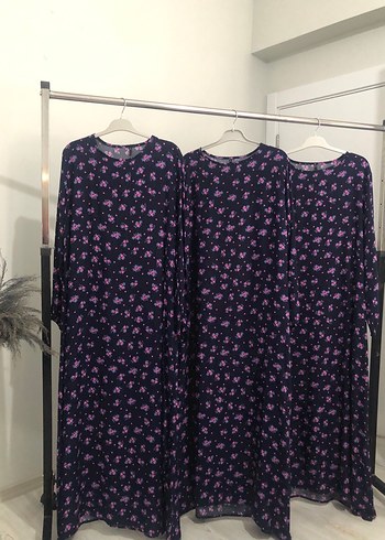 Kadın Mor Çiçekli Uzun Elbise - Görsel 3