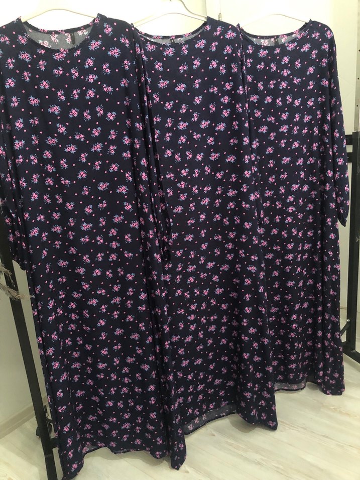 Kadın Mor Çiçekli Uzun Elbise - Görsel 5