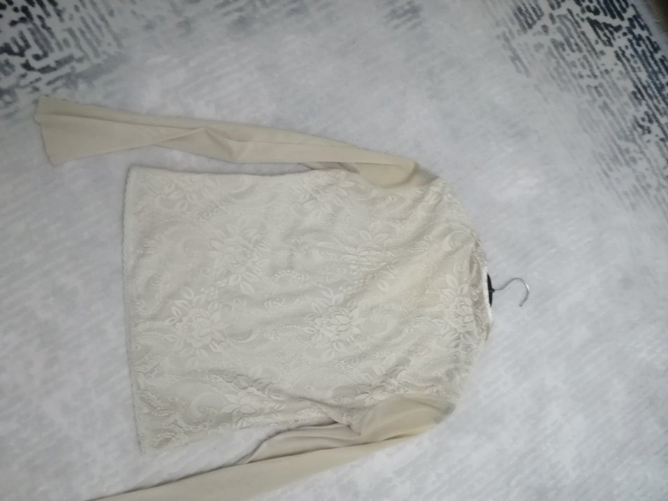 Dantel Detaylı V Yakalı Uzun Kollu Bohem Bluz - Görsel 2