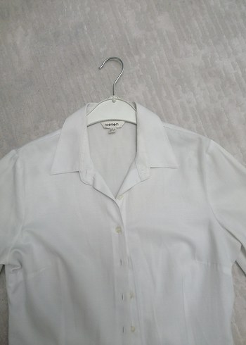 Beyaz Keten Kadın Gömlek - Görsel 2