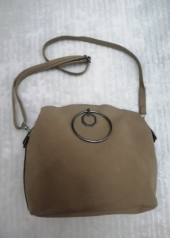 Bej Süet Kadın Çanta Tokalı - Görsel 2